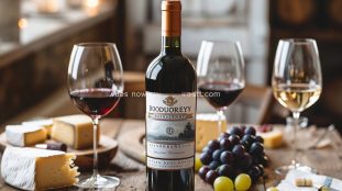 vin Bordeaux : bouteille de vin rouge bordelais avec verre