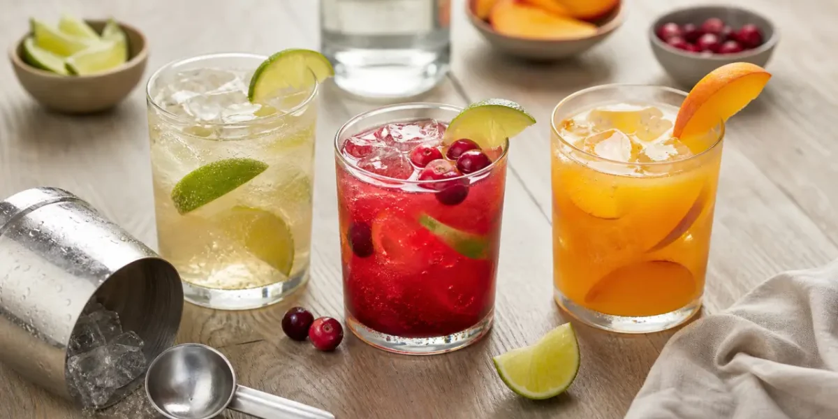 Cocktail à base de vodka : Moscow Mule et Caipiroska, ingrédients et verres avec citron vert