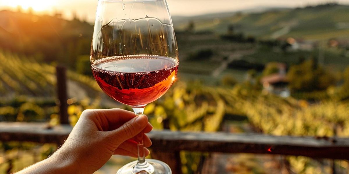 dégustation de vin : verre de vin avec une personne analysant sa couleur et ses arômes
