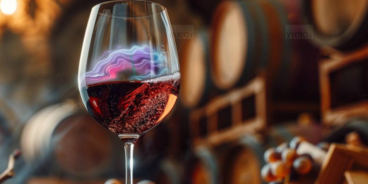 dégustation de vin : un verre de vin avec des arômes flottants