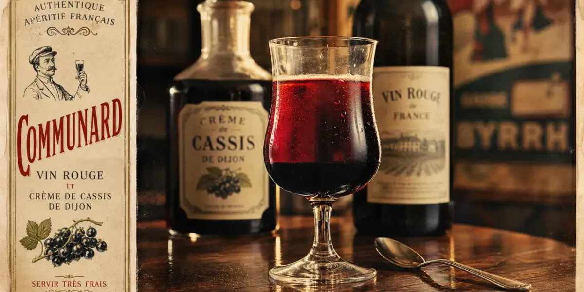 Communard boisson : verre d’apéritif bourguignon (crème de cassis et vin rouge)
