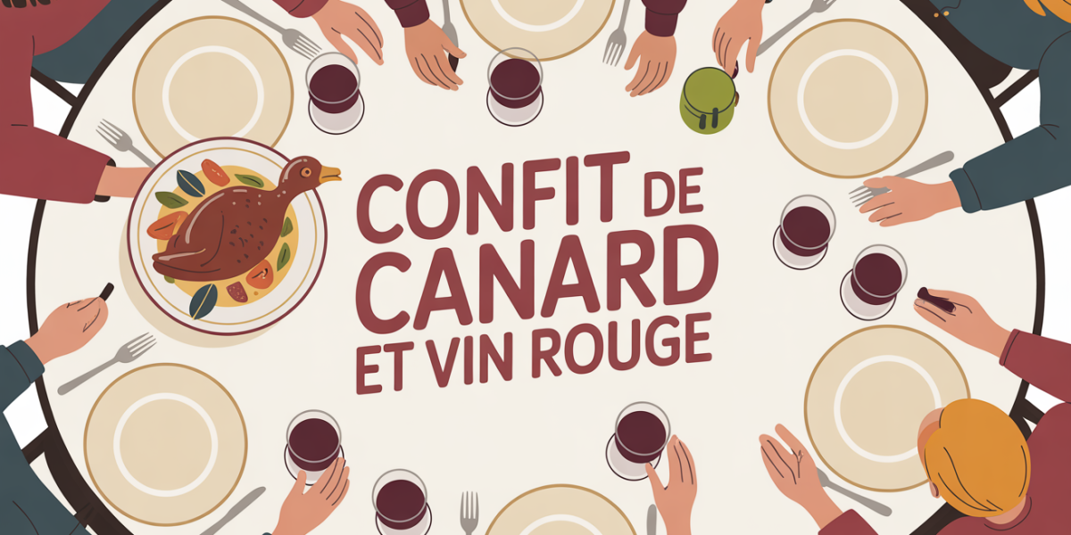 Confit de canard vin rouge ambiance chaleureuse