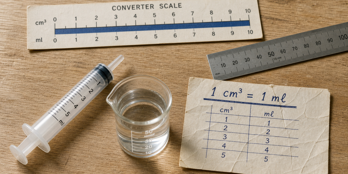 Conversion cm3 en ml : 1 cm³ = 1 ml, seringue et tableau