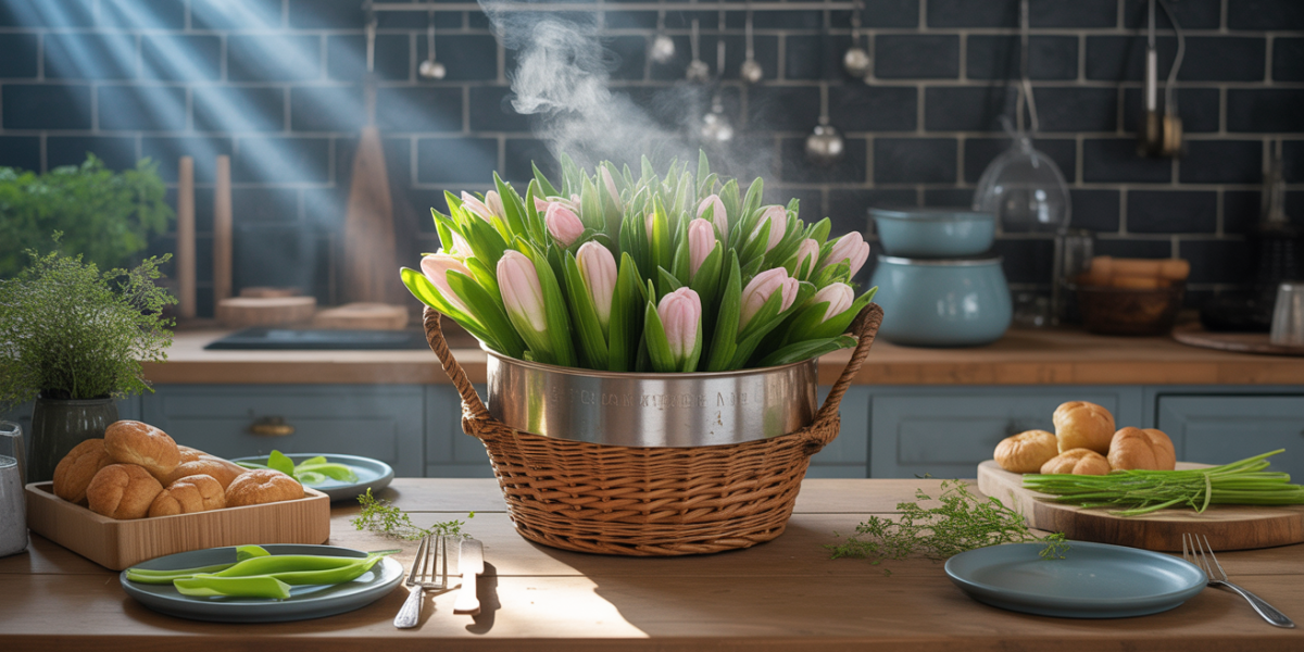 Choux de Bruxelles verts vapeur sur table conviviale