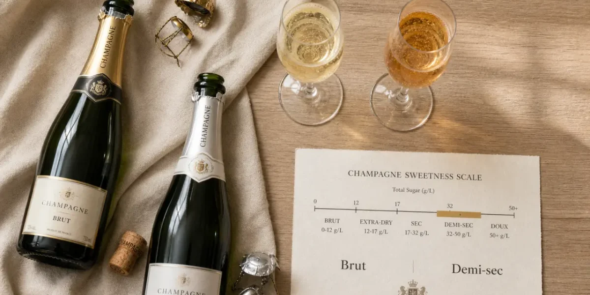 Difference brut et demi sec : niveaux de sucre champagne brut et demi-sec