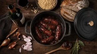 Diot vin rouge mijoté, sauce bien liée