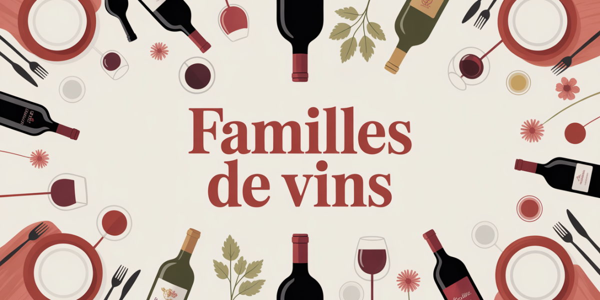 Scène conviviale familles de vins sur table