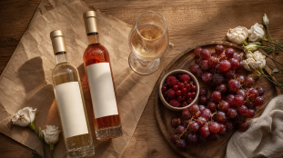 Floc de Gascogne en blanc et rosé, mutage en verre tulipe