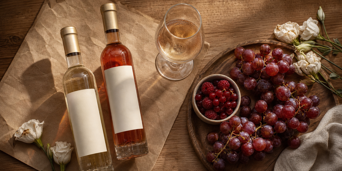Floc de Gascogne en blanc et rosé, mutage en verre tulipe