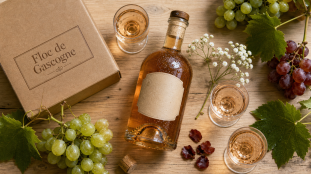 Floc de Gascogne blanc rosé rouge, mutage en bouteille et raisins