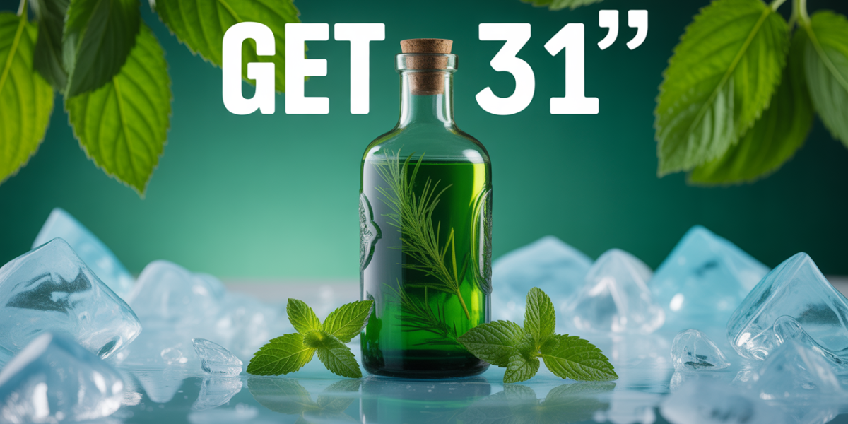GET 31 bouteille vert sur glace avec menthe fraiche