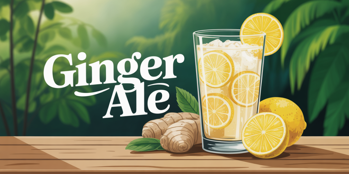 Verre de ginger ale mousseux citron gingembre
