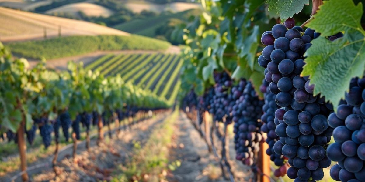 Syrah : grapes of Syrah variety on the vine