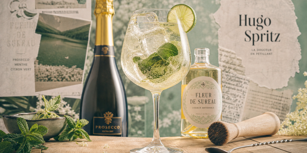 Hugo Spritz recette : cocktail floral à la menthe, sureau et citron vert