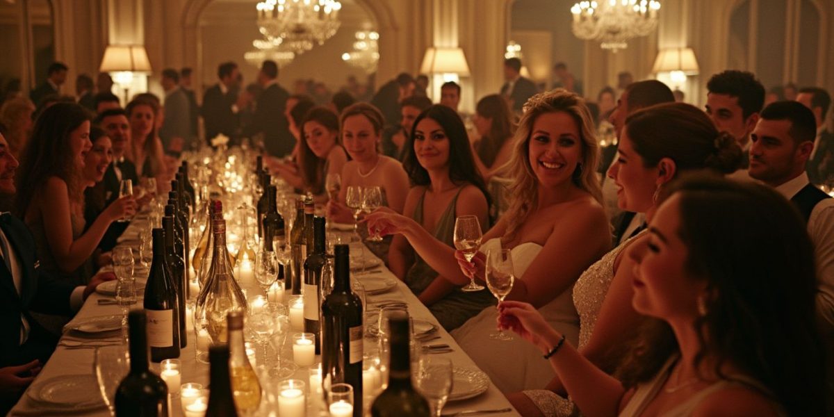 vin mariage : bouteilles de vin rouge, blanc et champagne pour un mariage