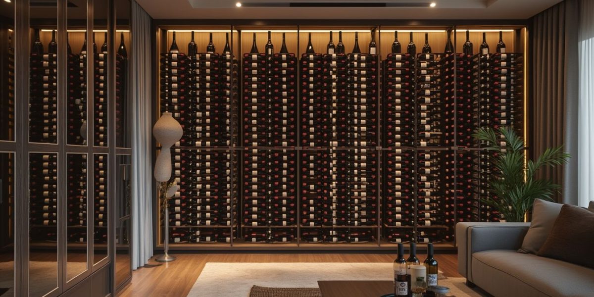 conservation du vin en appartement : bouteilles de vin stockées dans un appartement dans un espace adapté