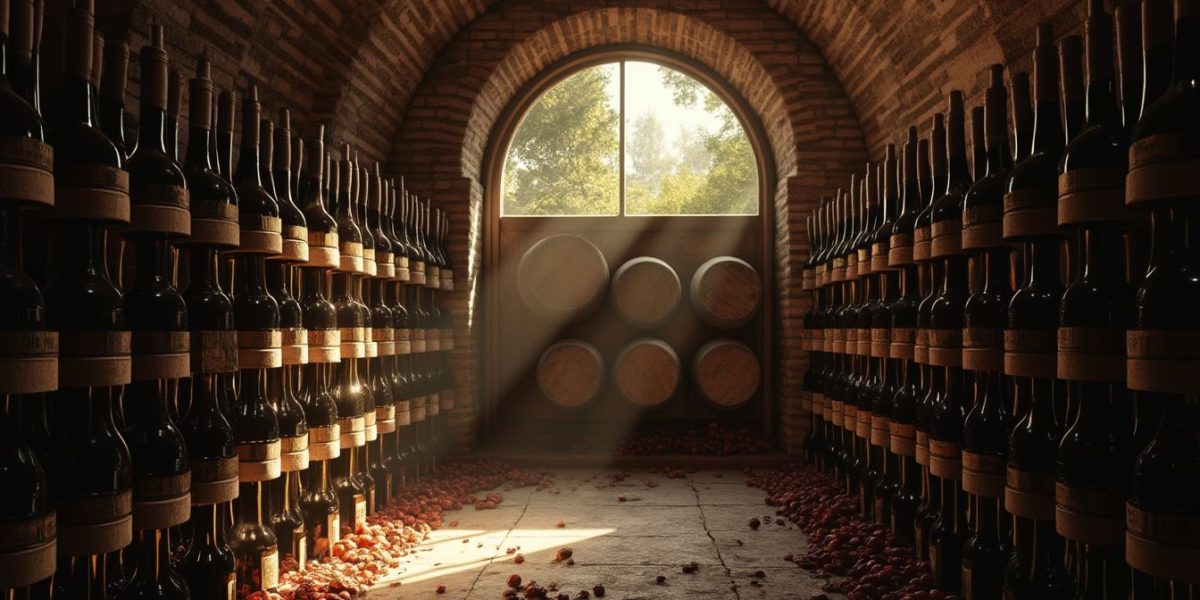 lumière et vin : bouteille de vin exposée à une source lumineuse