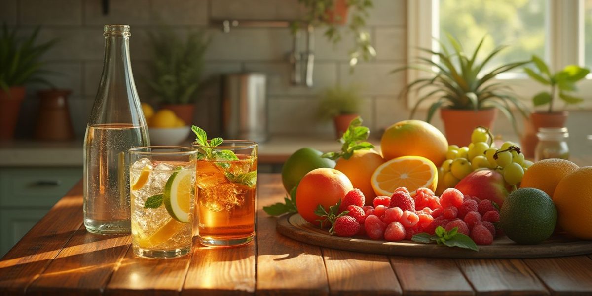 régime sans alcool : assortiment de boissons sans alcool alternatives au vin