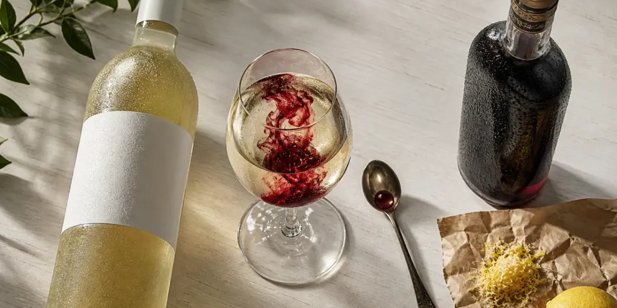 Kir au vin blanc, verre de vin blanc sec et crème de cassis