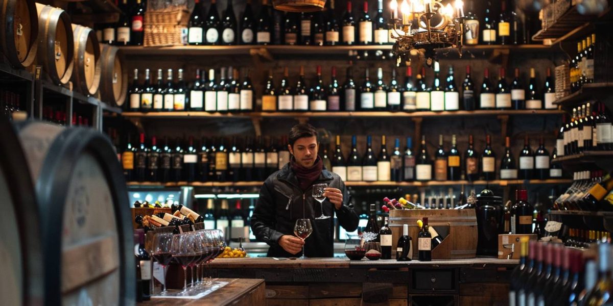 cavistes : une boutique de caviste avec des bouteilles de vin variées