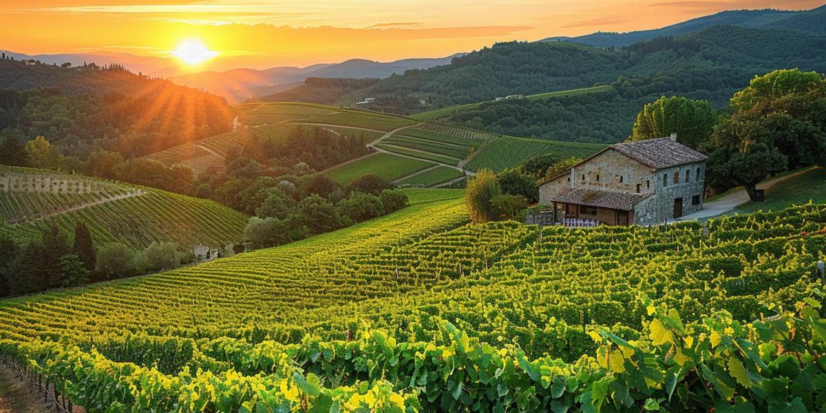 vignobles du Languedoc Roussillon : paysage de vignes ensoleillées dans le sud de la France