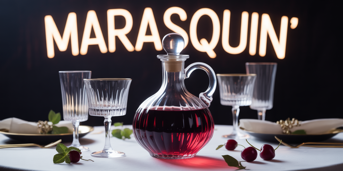 carafe marasquin ancienne sur table chic