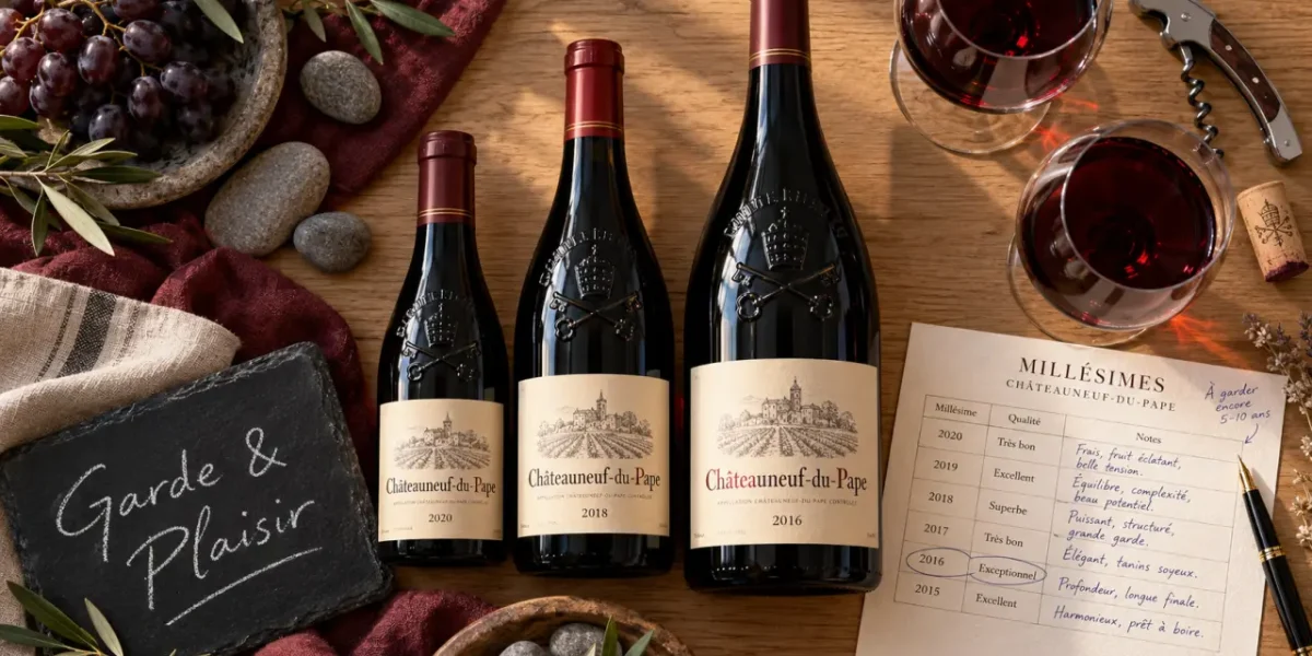 Meilleur chateauneuf du pape : Garde & Plaisir, bouteilles et verres