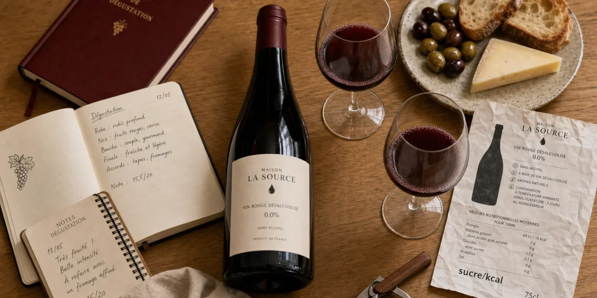Meilleur vin rouge sans alcool, styles fruité et structuré en photo