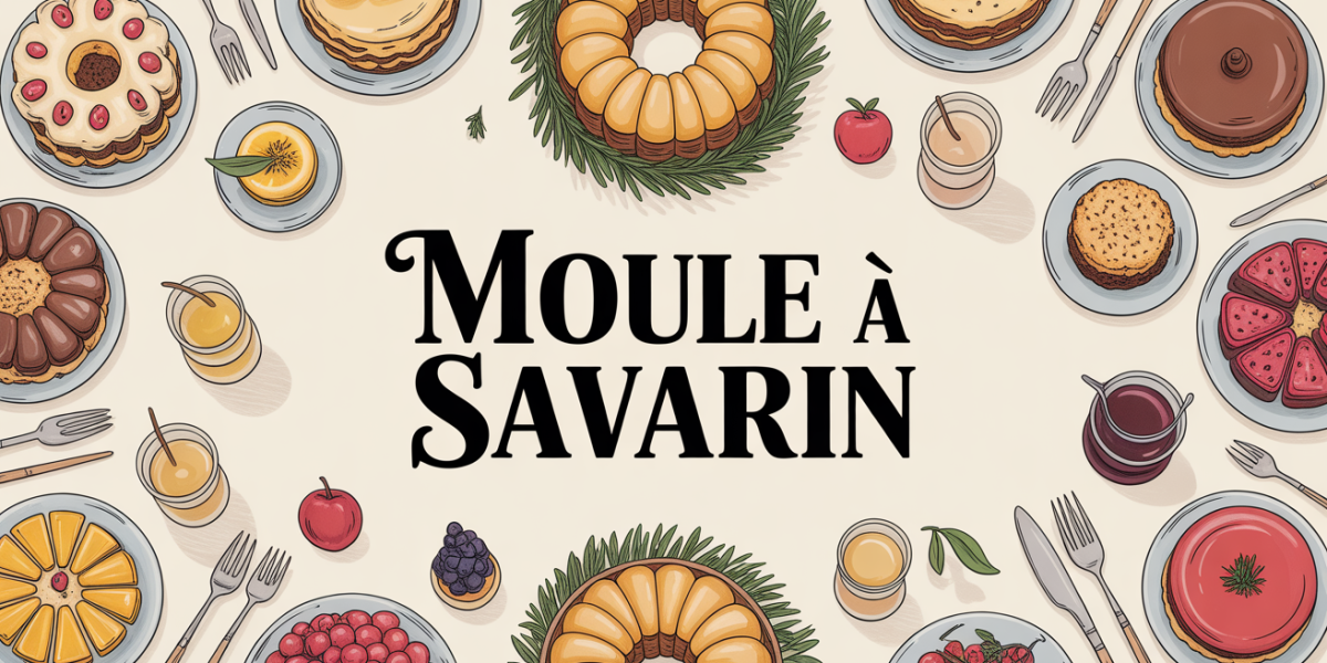 moule à savarin doré entouré de gâteaux et fruits