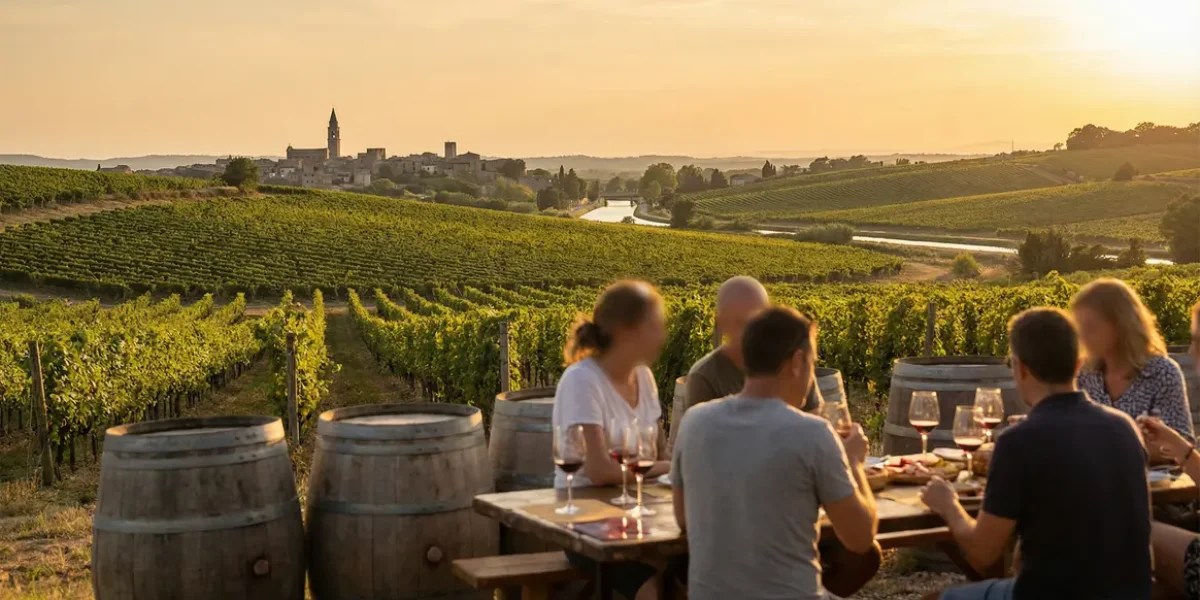 Vignobles Béziers soleil canal et barriques
