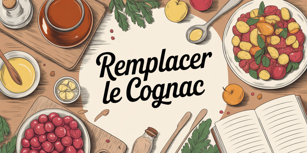 Ingrédients sur table pour par quoi remplacer le cognac dans une recette