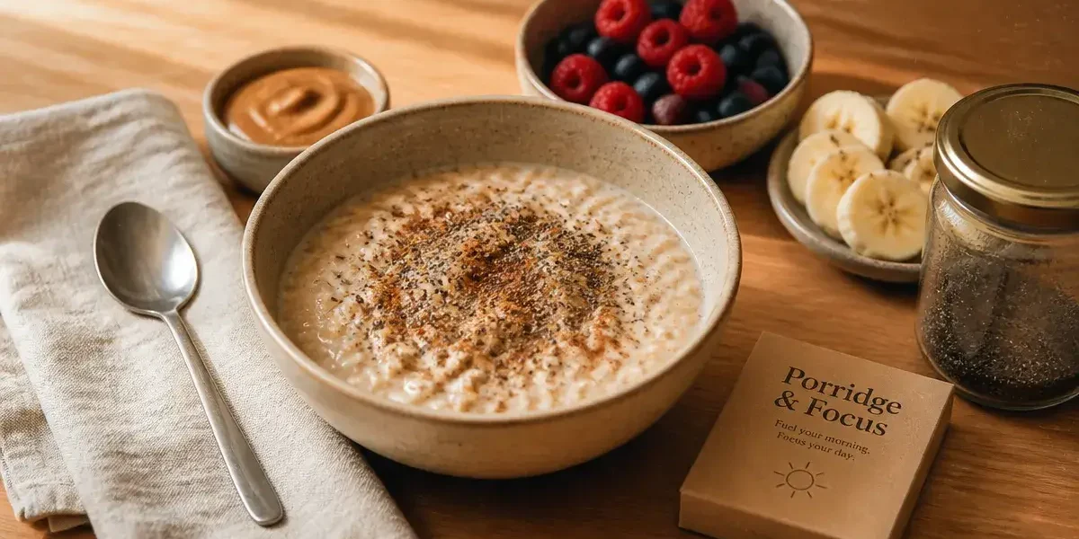 Petit dej équilibré recette : porridge avoine chia à la cannelle