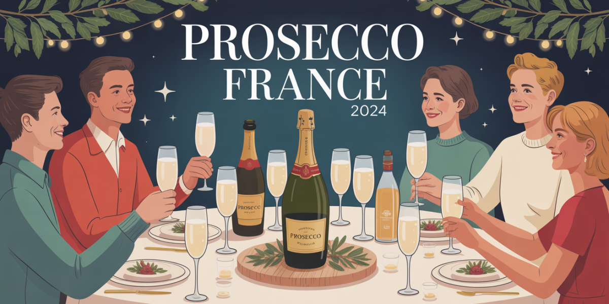 Table festive avec prosecco et verres pour famille et amis