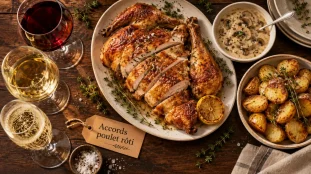 Que boire avec un poulet rôti : vin rouge, blanc et champagne avec poulet rôti