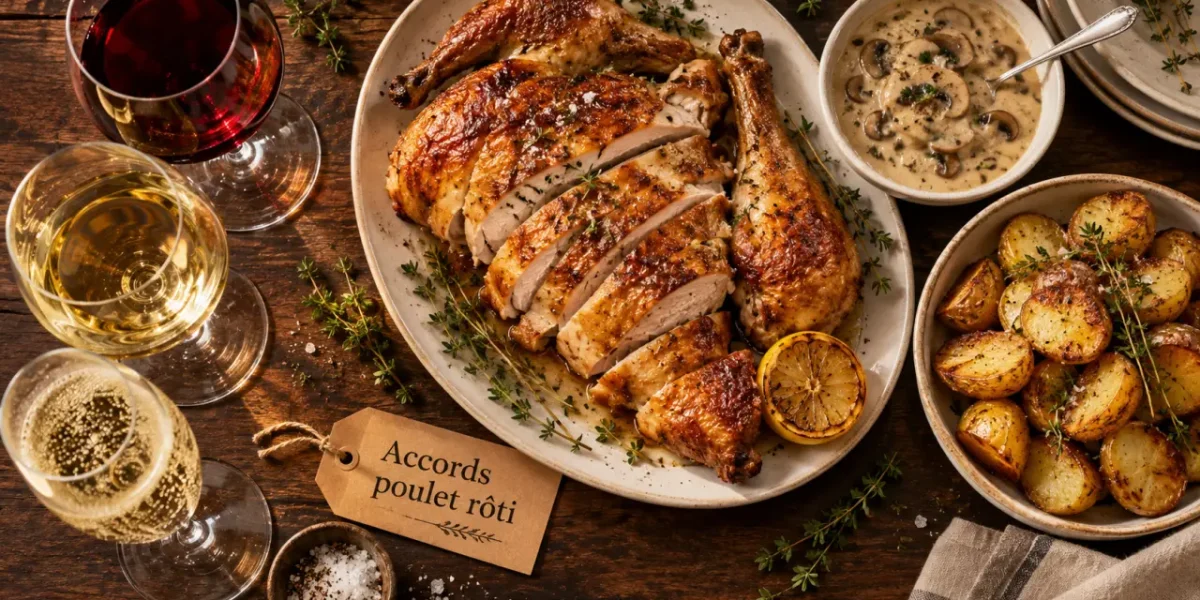 Que boire avec un poulet rôti : vin rouge, blanc et champagne avec poulet rôti