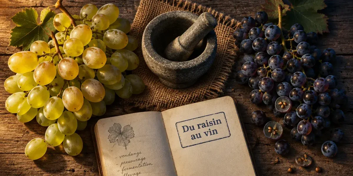 Raisin et vin : peau des raisins couleur et levure pour l’alcool
