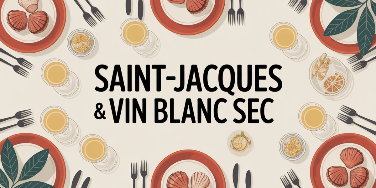 Table dressée coquilles Saint-Jacques et vin blanc sec ambiance chaleureuse