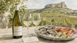 Saint veran vin blanc : Chardonnay frais, fruits de mer et citron