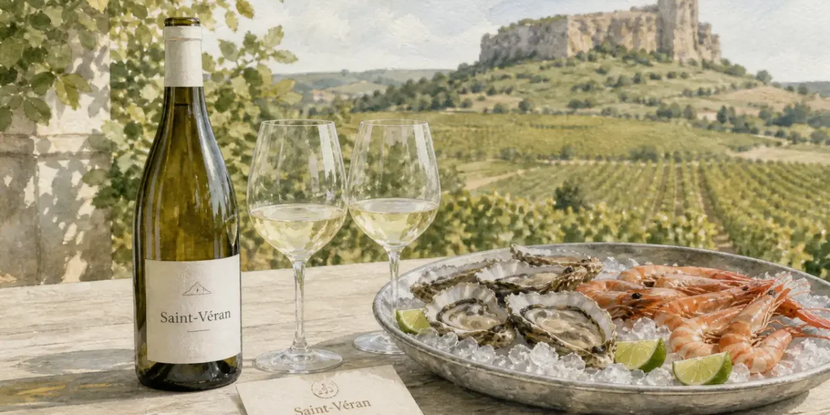 Saint veran vin blanc : Chardonnay frais, fruits de mer et citron