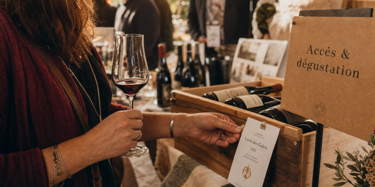 Salon des vignerons indépendants : accès et dégustation, verre de dégustation au stand