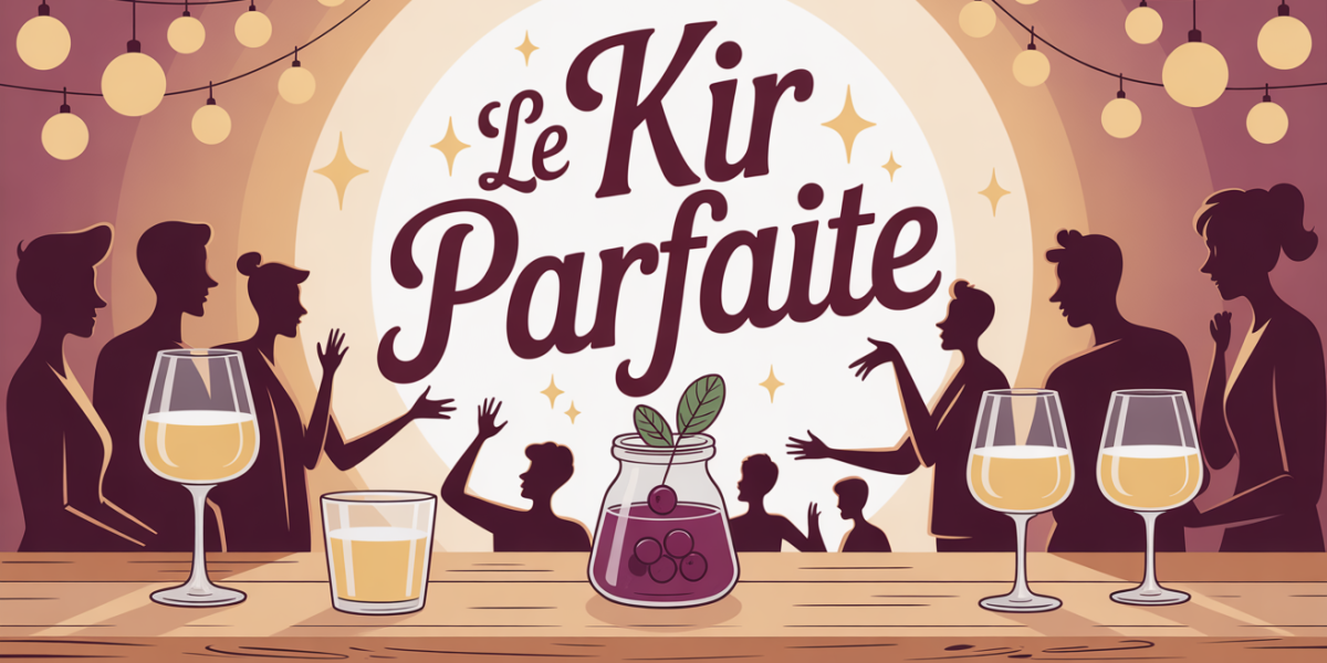 Apéritif kir parfait avec verres vin blanc et crème de cassis