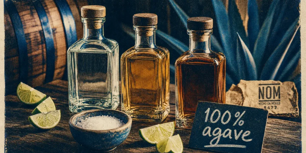 Tequila mexicaine : bouteilles blanco, reposado et añejo, 100% agave