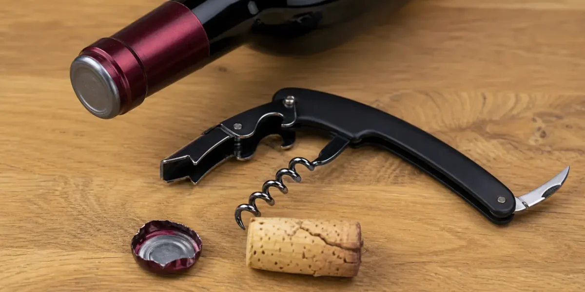 Tire bouchon du sommelier double levier, mèche brillante, ouverture capsule