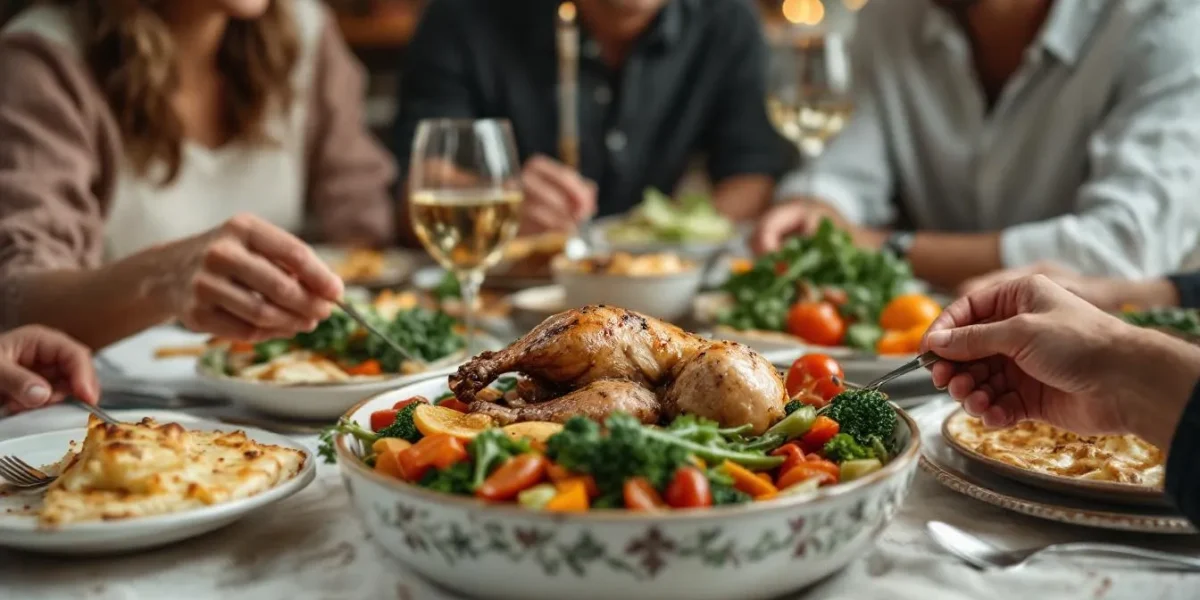accompagnement canard à l'orange : plat de canard à l'orange avec garnitures variées et colorées