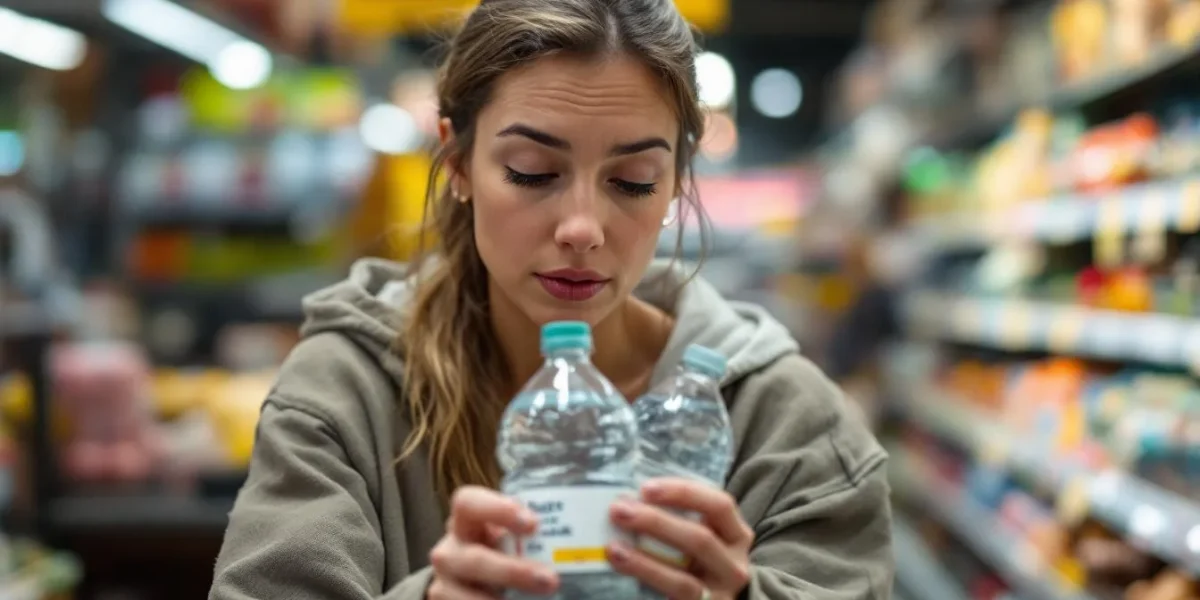 eau gazeuse faible en sodium : bouteille d'eau gazeuse avec étiquette mentionnant faible teneur en sodium