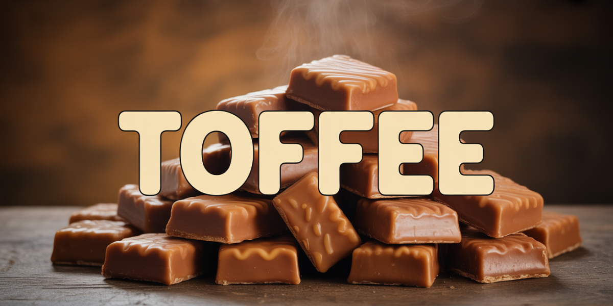 gros plan toffee caramel anglais artisanal sur table retro