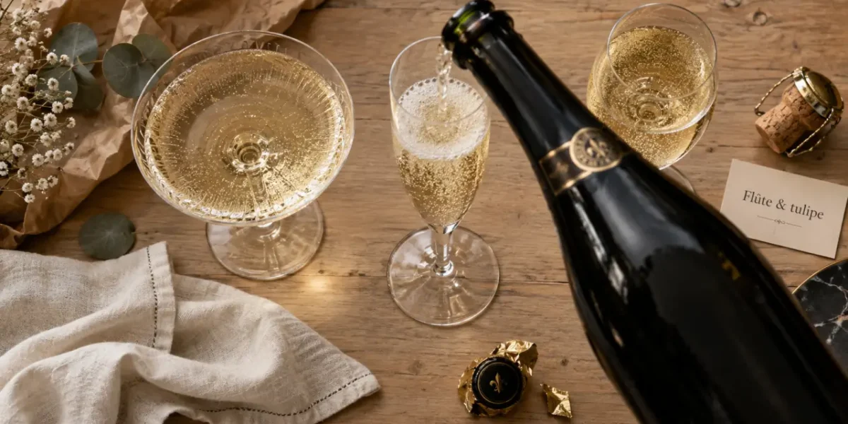 Verre a champagne : coupe, flûte et tulipe, bulles et arômes