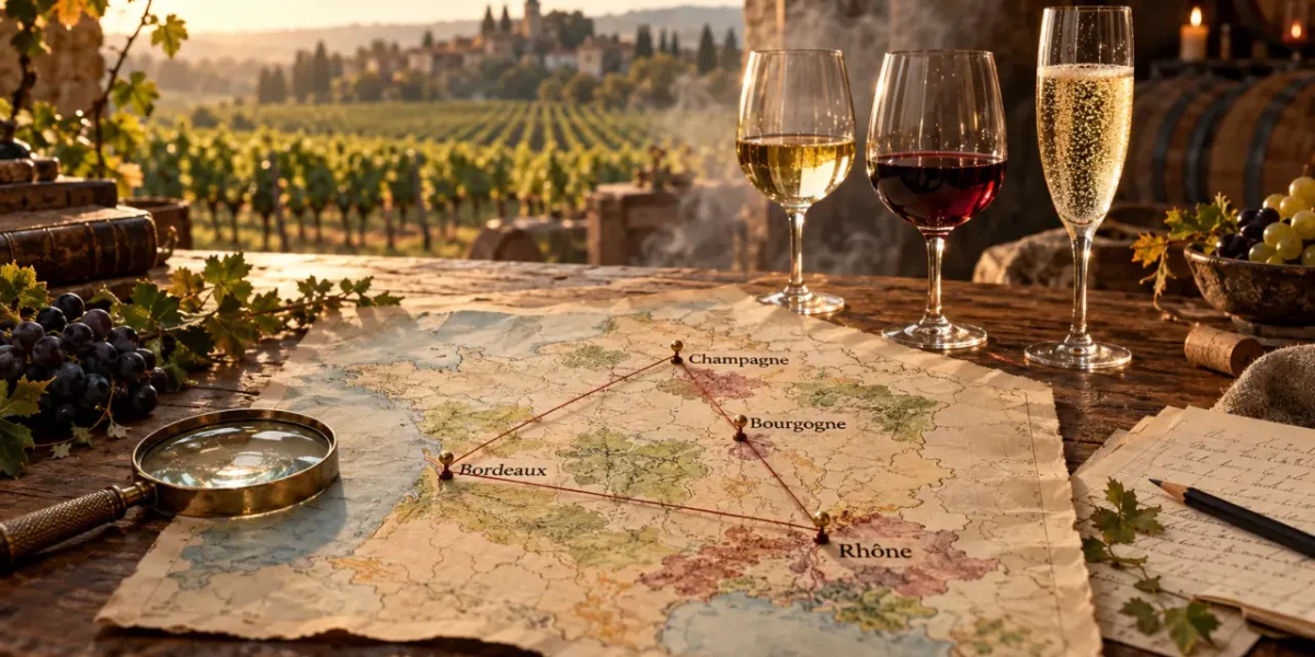 Vignoble de France : carte viticole Champagne, Bourgogne, Bordeaux, Rhône