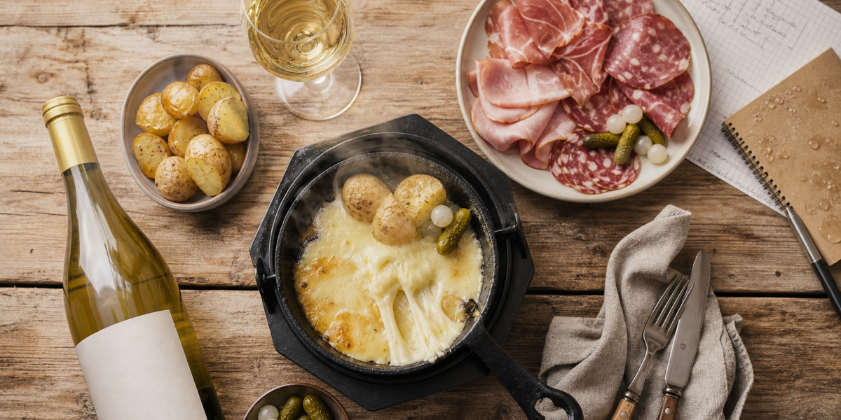 Vin avec la raclette : blanc sec et fromage fondu, raclette