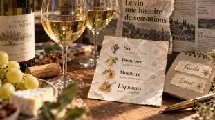 Vin blanc fruité doux : arômes, sucre et accords en verres et bouteille